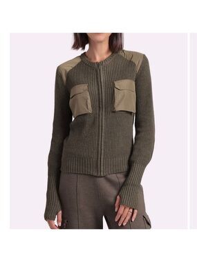 Minnie Rose Cotton Cashmere Shaker Utility Zip Up Cardigan Jacket Size XS